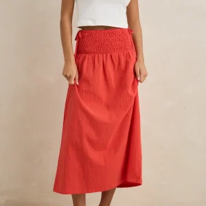 Alana Tie Maxi Skirt - Red