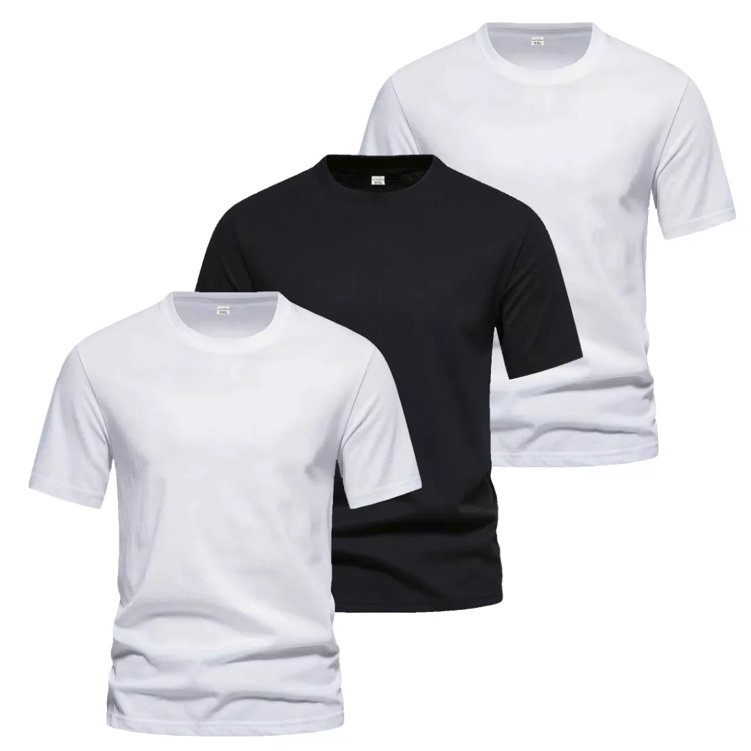 3-Pack Billiga T-Shirts Herr – 2 Vita & 1 Svart - Bild 2
