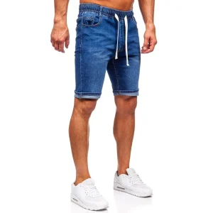 Blåa Jeansshorts - Resårshorts Herr