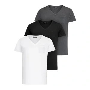 3-Pack T-Shirts Herr – Vit, Svart & Mörkgrå V-neck | Amaci & Sons