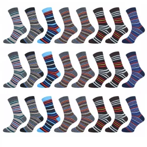 24-Pack Randiga klassiska finstrumpor - Strumpor storpack
