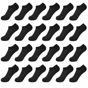 24-pack Svarta Ankelstrumpor GIANVAGLIA® – Mjuka Bomullsstrumpor Unisex
