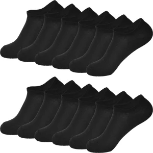 12-pack Svarta Ankelstrumpor GIANVAGLIA® – Mjuka Bomullsstrumpor Unisex